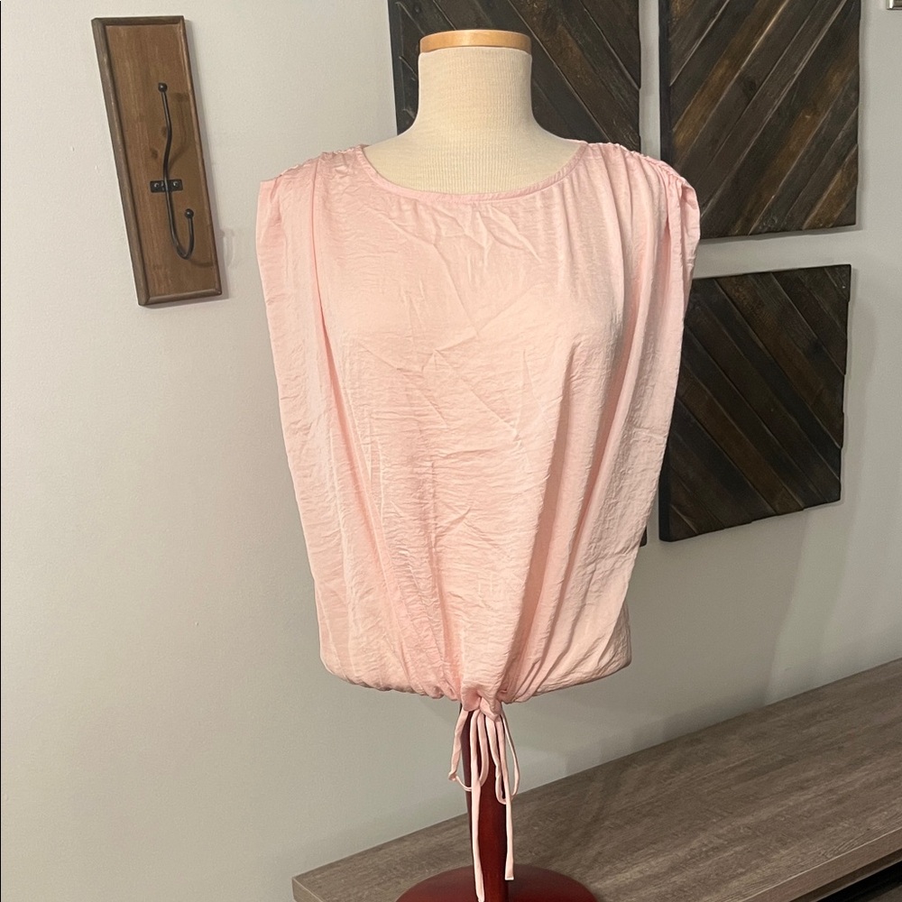 CHARLIE B Light Pink Drawstring Blouse